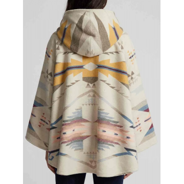 White Sands Wool Cloak Jacket Hooded Winter Poncho