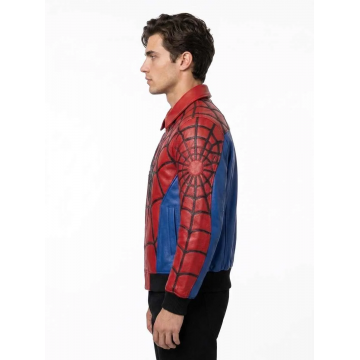 Spider-Man Red Faux Leather Bomber Jacket Superhero Cosplay Style
