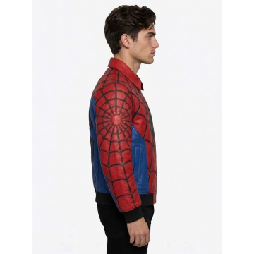 Spider-Man Red Faux Leather Bomber Jacket Superhero Cosplay Style