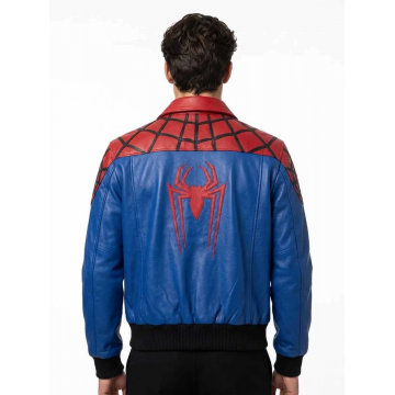 Spider-Man Red Faux Leather Bomber Jacket Superhero Cosplay Style