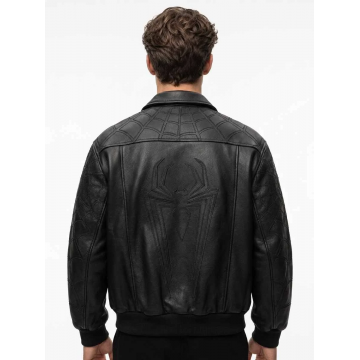 Spider-Man Black Web Faux Leather Jacket Unisex Cosplay Style