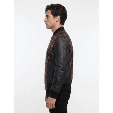Spider-Man Brand New Day Faux Leather Jacket Black Web Bomber