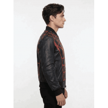 Spider-Man Brand New Day Faux Leather Jacket Black Web Bomber