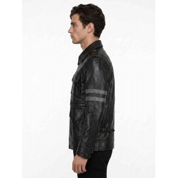 Resident Evil 6 Leon Kennedy Real Leather Jacket Black