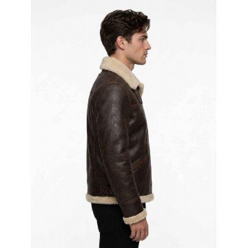 Leon Kennedy Resident Evil 4 Brown Shearling Leather Jacket