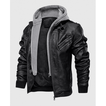 Resident Evil Umbrella Black Faux Leather Jacket with Hood