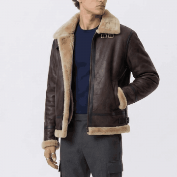Men's Brown Shearling Leather B3 Bomber Winter Jacket Men's Brown Shearling Leather B3 Bomber Winter Jacket