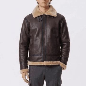 Men's Brown Shearling Leather B3 Bomber Winter Jacket Men's Brown Shearling Leather B3 Bomber Winter Jacket
