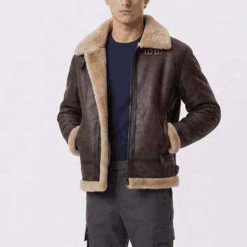 Men's Brown Shearling Leather B3 Bomber Winter Jacket Men's Brown Shearling Leather B3 Bomber Winter Jacket