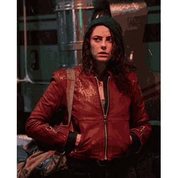 Kaya Scodelario Resident Evil Faux Red Leather Biker Jacket for Women