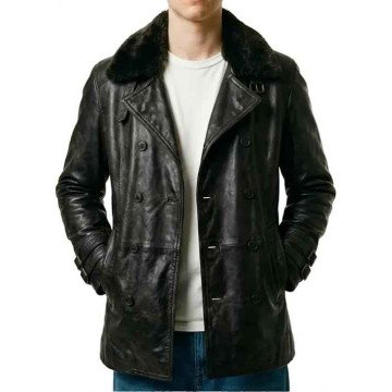 Leon RE 9 Requiem Black Real Leather Jacket with Fur Collar