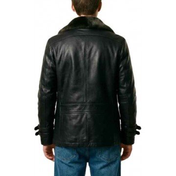 Leon RE 9 Requiem Black Faux Leather Jacket with Fur Collar Leon RE 9 Requiem Black Faux Leather Jacket with Fur Collar