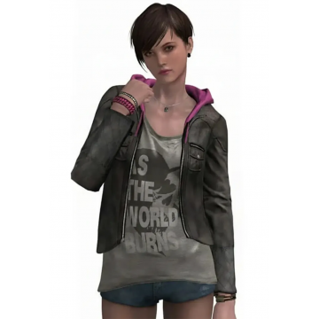 Moira Burton Resident Evil Revelations 2 Black Leather Hooded Jacket