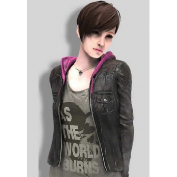 Moira Burton Resident Evil Revelations 2 Black Leather Hooded Jacket