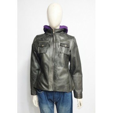 Moira Burton Resident Evil Revelations 2 Black Leather Hooded Jacket