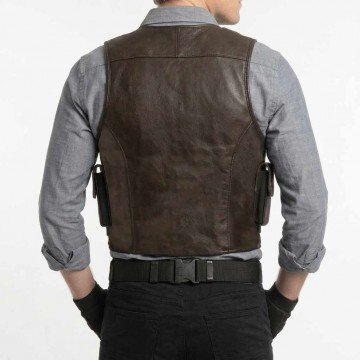 Resident Evil 6 Leon Kennedy Brown Genuine Leather Vest