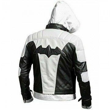 New Batman Arkham Knight White Hood Leather Jacket Vest Costume