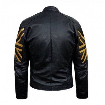New Men's Biker Black UK Flag Leather Jacket New Men's Biker Black UK Flag Leather Jacket