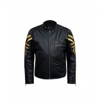 New Men's Biker Black UK Flag Leather Jacket New Men's Biker Black UK Flag Leather Jacket