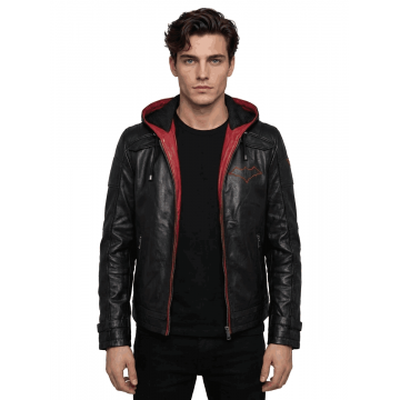 Men's Black & Red Hooded...