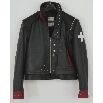 Arcane Vi Fighter Style Black & Red Leather Cosplay Jacket