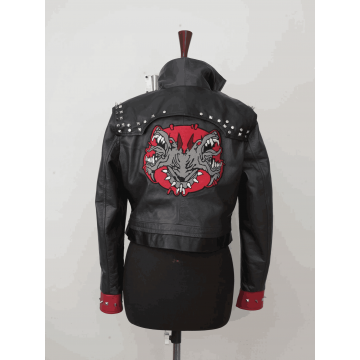 Arcane Vi Fighter Style Black & Red Leather Cosplay Jacket