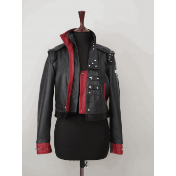 Arcane Vi Fighter Style Black & Red Leather Cosplay Jacket
