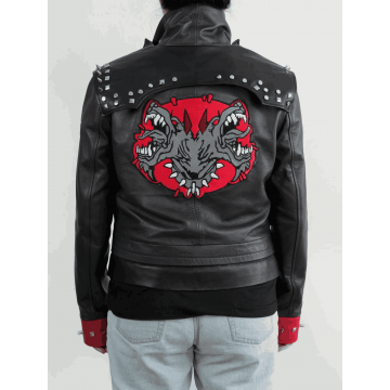Arcane Vi Fighter Style Black & Red Leather Cosplay Jacket
