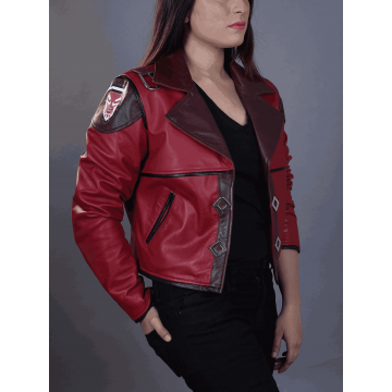 Women's Vi Style Red Leather Cosplay Jacket