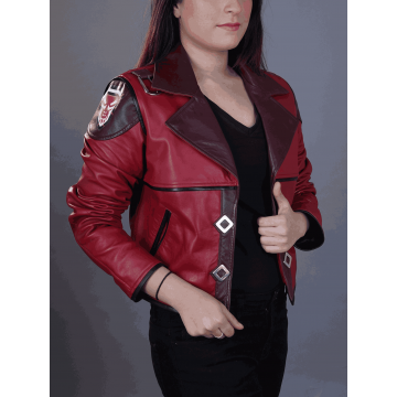 Women's Vi Style Red Leather Cosplay Jacket