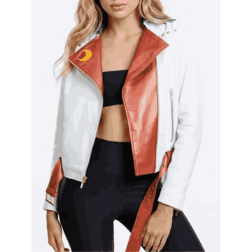 Women's Sailor Moon Style White Leather Jacket