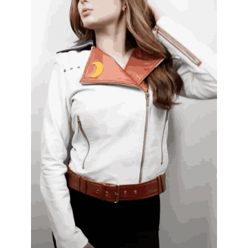 Women's Sailor Moon Style White Leather Jacket
