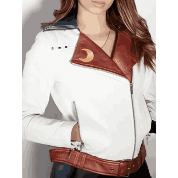 Women's Sailor Moon Style White Leather Jacket