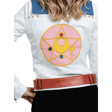 Women's Sailor Moon Style White Leather Jacket
