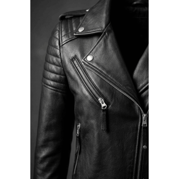 Women's Classic Black Biker Style Real Leather Jacket
