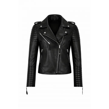 Women's Classic Black Biker...
