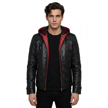 Men's Black & Red Hooded...