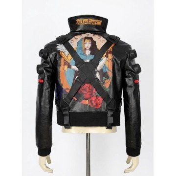 Cyberpunk 2077 Jackie Style Black Leather Jacket