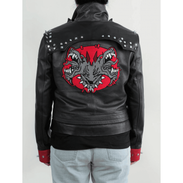 Arcane Vi Fighter Style Black & Red Leather Cosplay Jacket