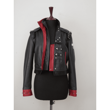 Arcane Vi Fighter Style Black & Red Leather Cosplay Jacket