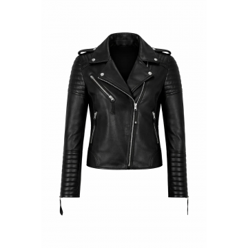 Women's Classic Black Biker...