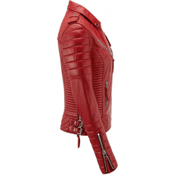 Women's Brando Style Genuine Leather Biker Jacket