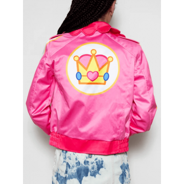 Women's Pink Racing Style Satin Jacket