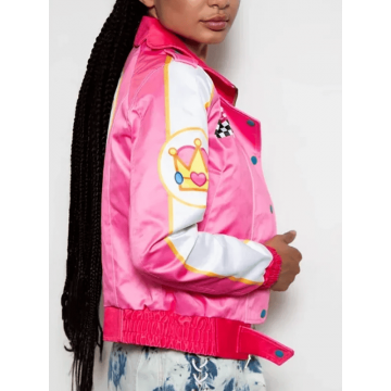 Women's Pink Racing Style Satin Jacket