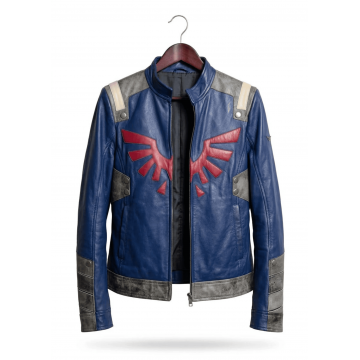 Men's Legendary Shield Blue Leather Jacket