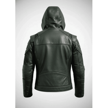 Green Arrow Style Forest Green Leather Jacket