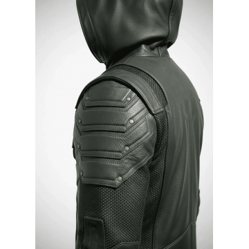 Green Arrow Style Forest Green Leather Jacket