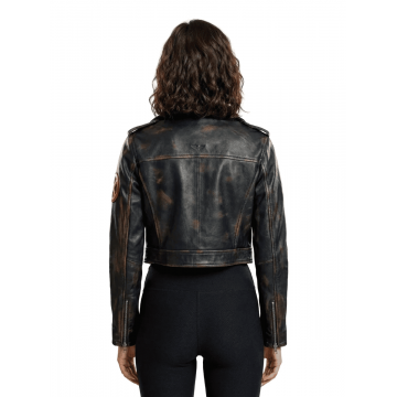 Rogue Cropped Weathered Leather Jacket