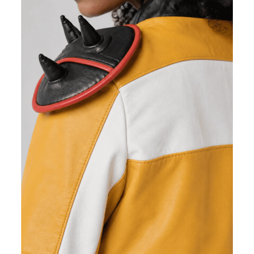 Rumi Kpop Demon Hunters Yellow Cropped Leather Jacket