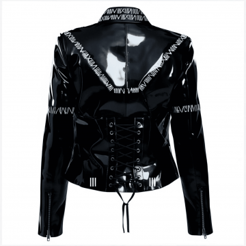 Black Cats Style Cropped Faux Leather Jacket